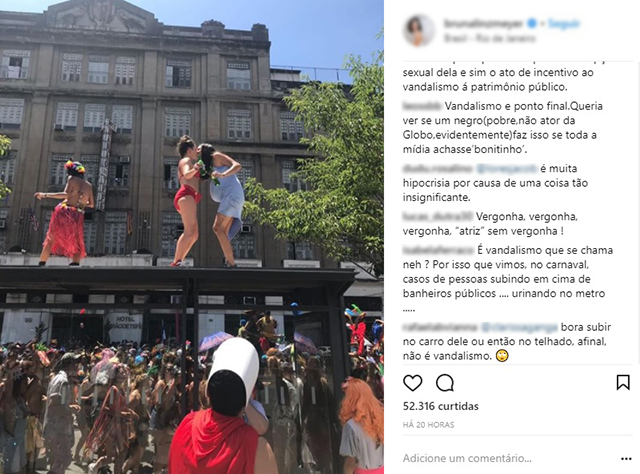 Bruna Linzmeyer é criticada após postar em redes sociais foto em cima de ponto de ônibus