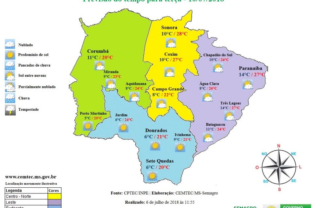 Massa de ar frio avança sobre Mato Grosso do Sul