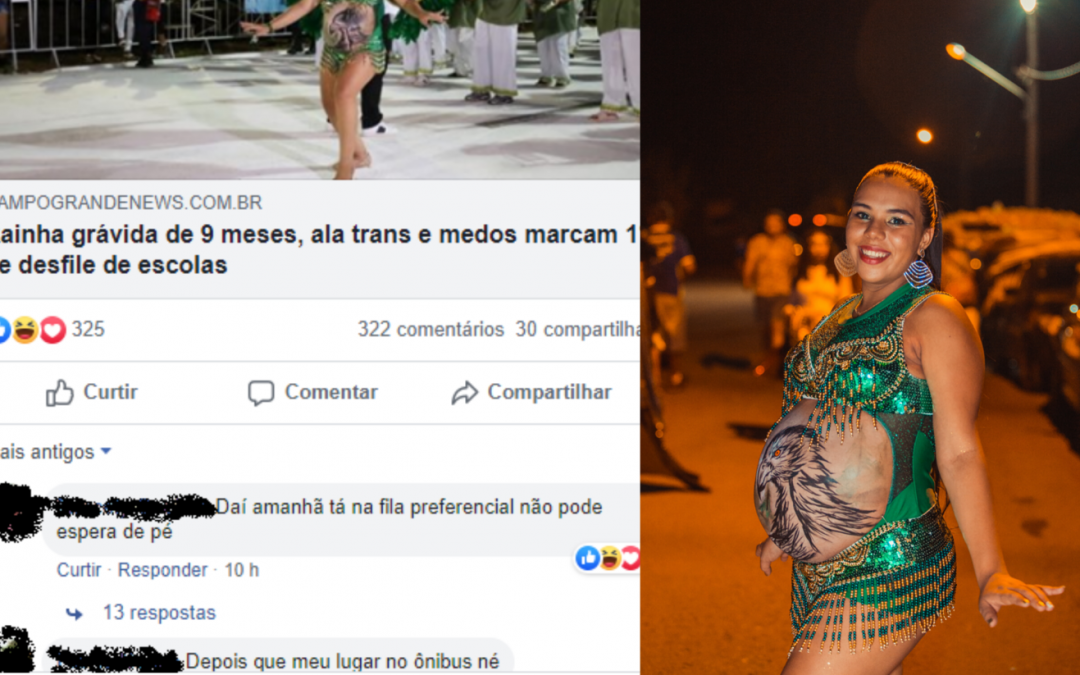 Grávida, rainha de bateria do Aero Rancho é alvo de ataques nas redes sociais