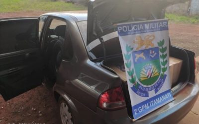 PM de Itamarati apreende veículo transportando mercadorias contrabandeadas
