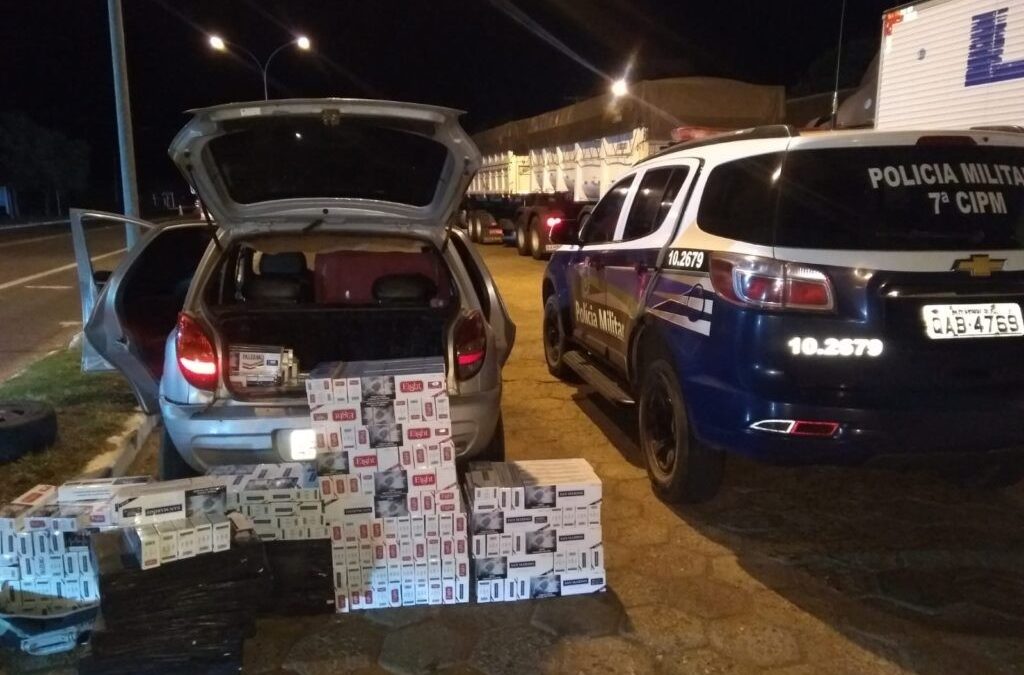 Polícia Militar apreende veículo carregado com cigarros contrabandeados durante Operação Hórus desencadeada na área da 7ª CIPM.