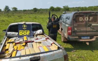 Saveiro furtada em Minas Gerais é abandonada lotada de maconha em Bela Vista