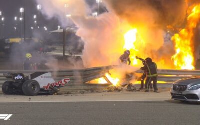 Em exposição, Fórmula 1 exibe destroços do carro de Grosjean após a batida no GP do Bahrein de 2020