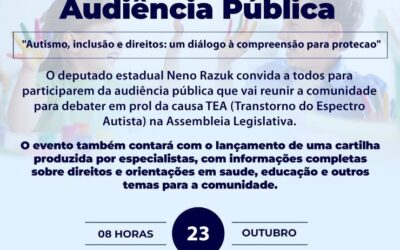 Lançamento de cartilha e audiência pública sobre TEA terá palestras de especialistas