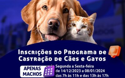 Prefeitura reabre inscrições para Programa Municipal de Castração