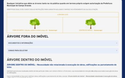 Solicitações para poda e remoção de árvores também poderão ser registradas de forma on-line