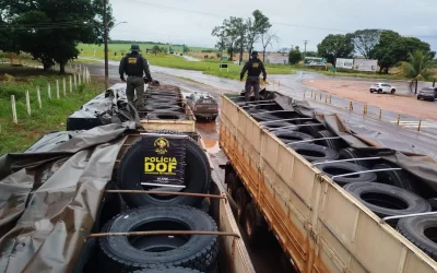 Carretas carregadas com 400 pneus são apreendidas em Ponta Porã