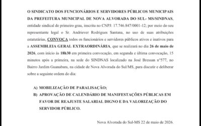 Após Ter Prestação de Contas Rejeitada Pelo TCE, Prefeitura de Nova Alvorada do Sul corre risco de sofrer com Paralisação de Servidores Públicos