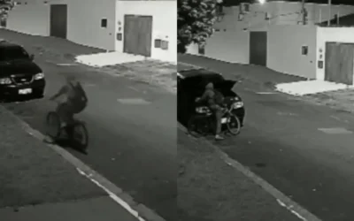 De bicicleta, suspeito furta bateria de carro no Jardim Leblon