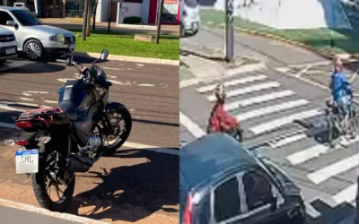 Câmeras flagram dupla furtando moto em plena luz do dia na Avenida Afonso Pena