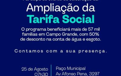 Tarifa Social de Água e Esgoto será ampliada para mais de 57 mil famílias
